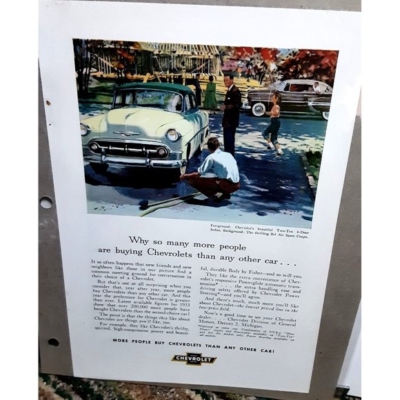 1953 Chevy Two Ten 4 Door Sedan Chevrolet Print Ad vintage 50s - Picture 1 of 1